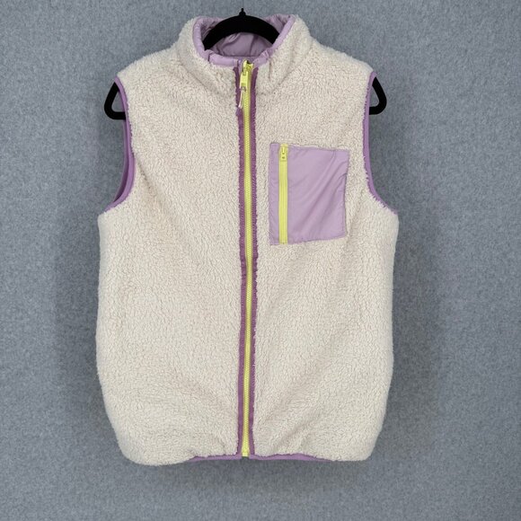 Athleta Girl Reversible So Toasty Sherpa Vest Size XL Light Purple White Warm - Picture 3 of 13